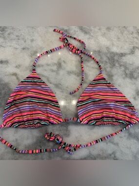 BNWOT Victoria’s Secret Teeny Triangle Bikini Top Multicolor Stripe Halter Tie